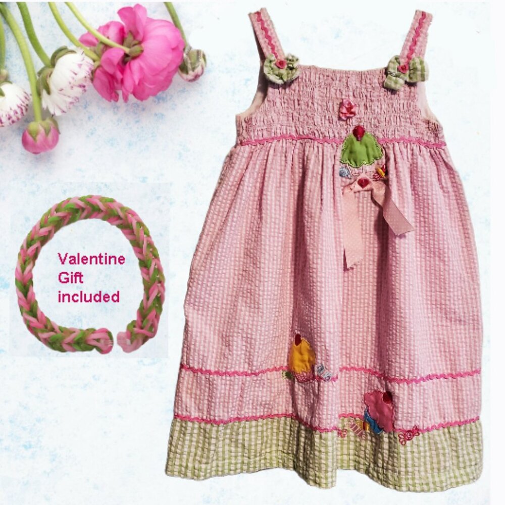 b.t. kids toddler Girls ❤️Pink Hand/Embroidery Ruffle Designed Dress Size 6